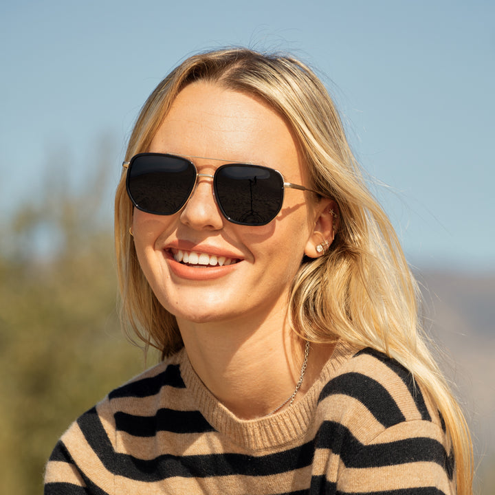 BP10334 - Flynn - Onyx / Matte Gold / Smoke To Brown Polarized Lens