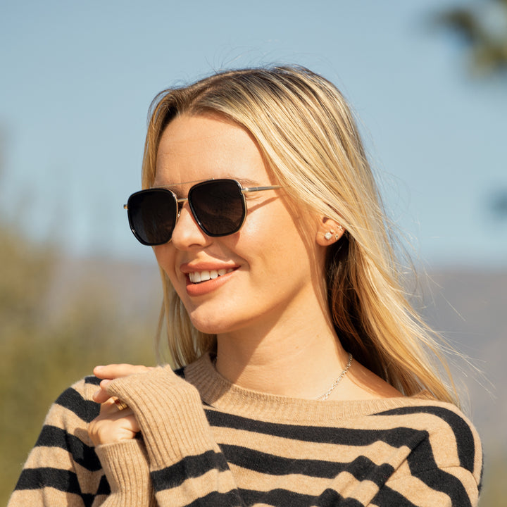 BP10334 - Flynn - Onyx / Matte Gold / Smoke To Brown Polarized Lens