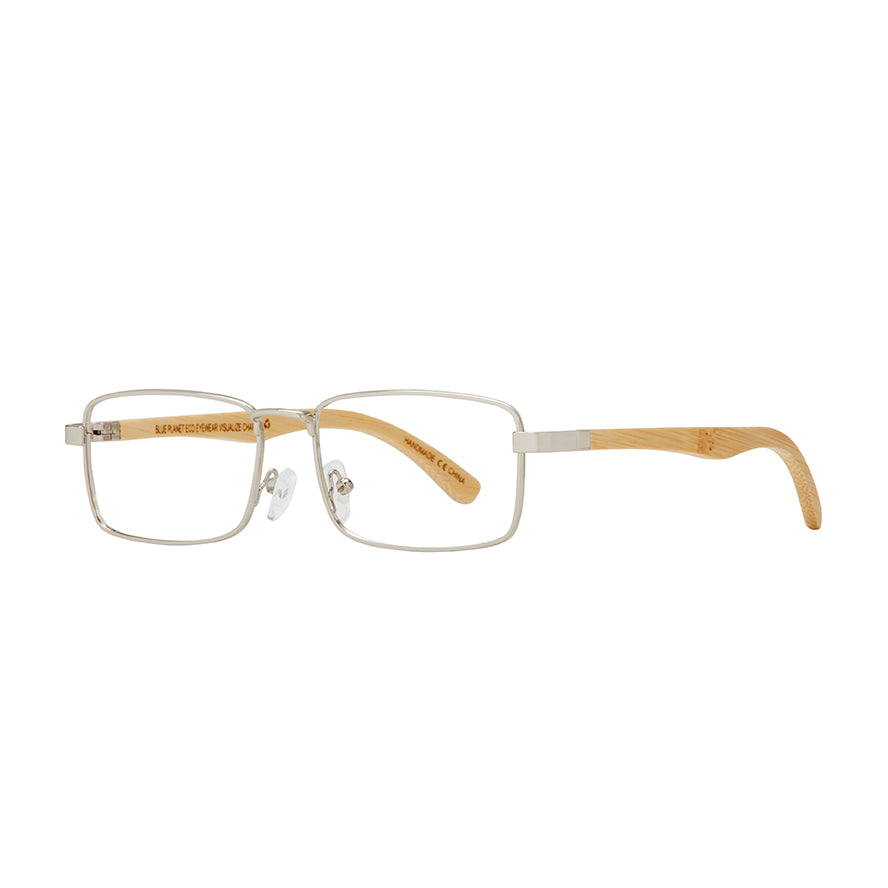 BP20974 - Harris - Silver / Natural Bamboo / Blue Light Filtering Reader Lens