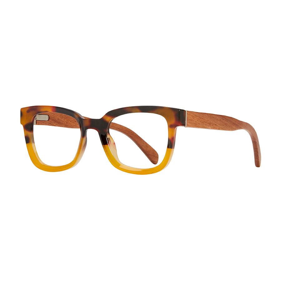 BP20204 - Iris - Honey Tortoise To Yellow / Walnut Wood / Blue Light Filtering Reader Lens