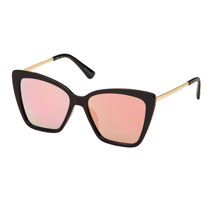 1353 Jade - Oversized Cat Eye Mirrored Sunglasses
