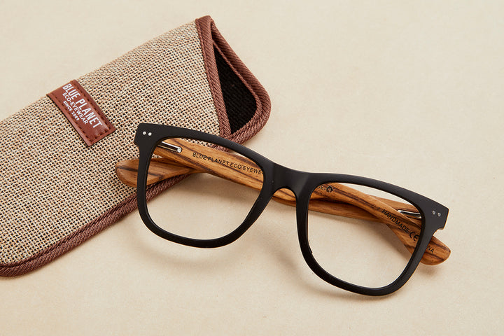 BP20251 - Alden - Matte Onyx / Zebra Wood / Blue Light Filtering Reader Lens