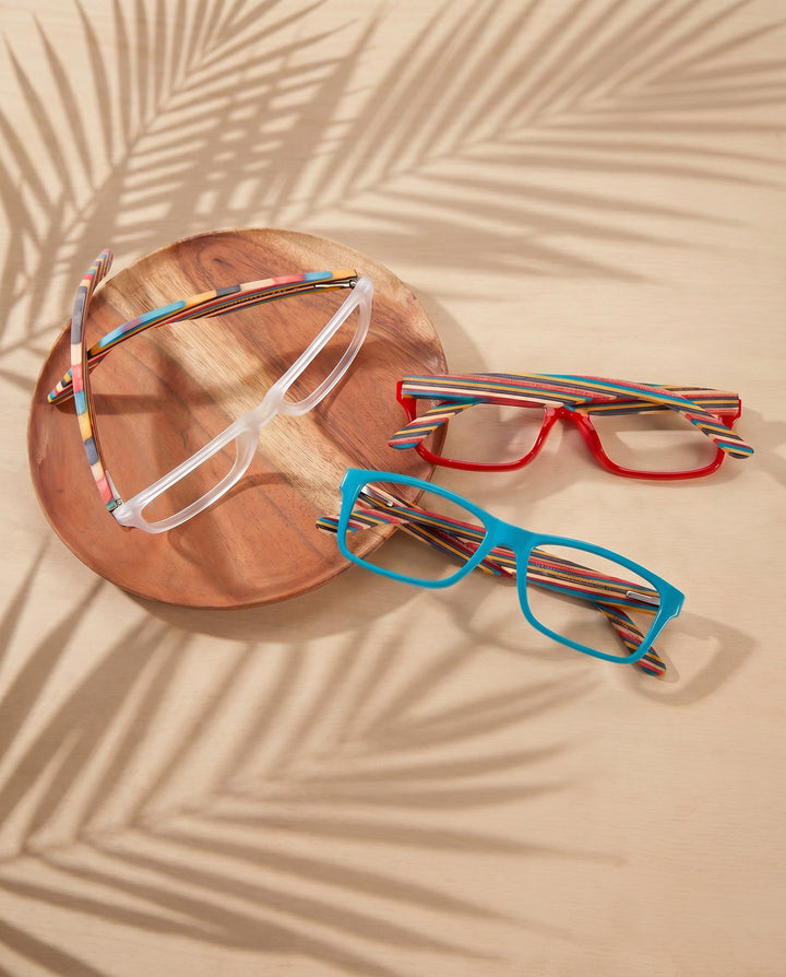 BP20814 - Aloha - Teal / Rainbow Wood / Blue Light Filtering Reader Lens