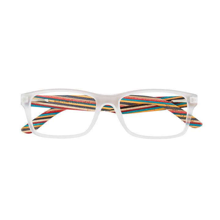 BP20811 - Aloha - Frost Clear / Rainbow Wood / Blue Light Filtering Reader Lens