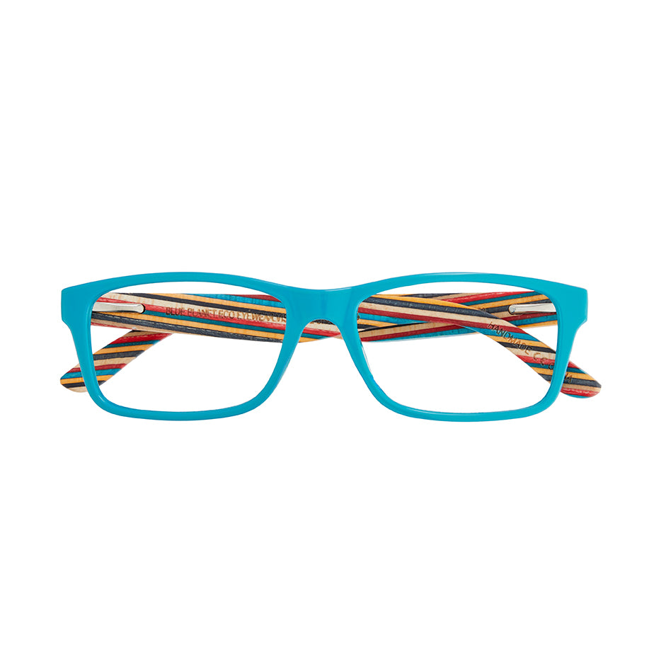 BP20814 - Aloha - Teal / Rainbow Wood / Blue Light Filtering Reader Lens
