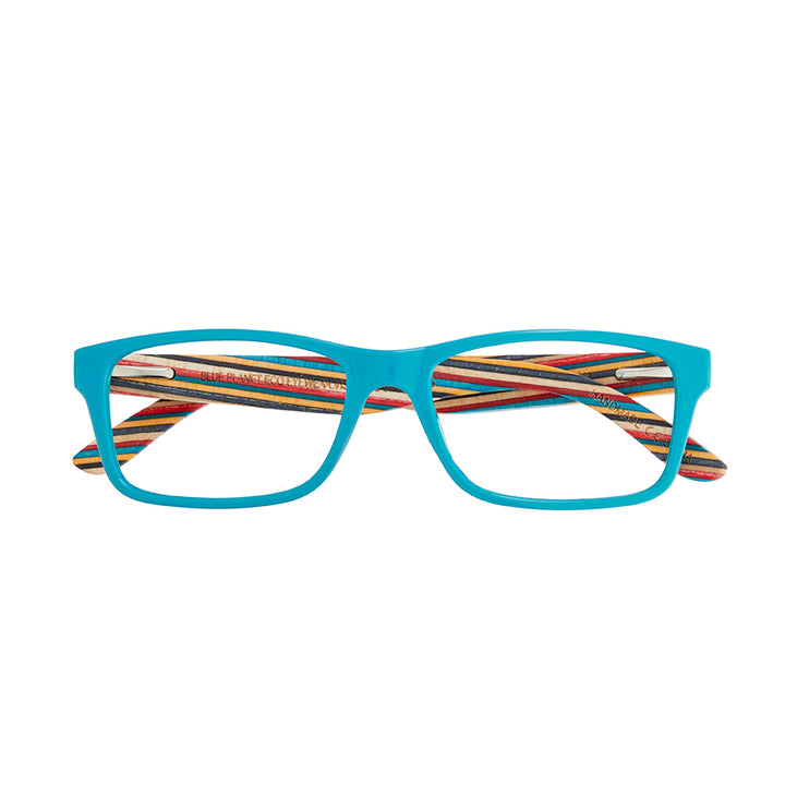 BP20814 - Aloha - Teal / Rainbow Wood / Blue Light Filtering Reader Lens