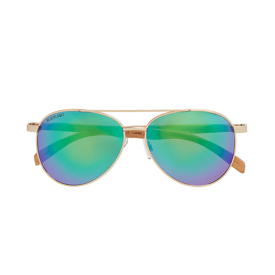 BP19337 - NEW Amador Matte Gold / Beechwood / Green Mirror Polarized Lens
