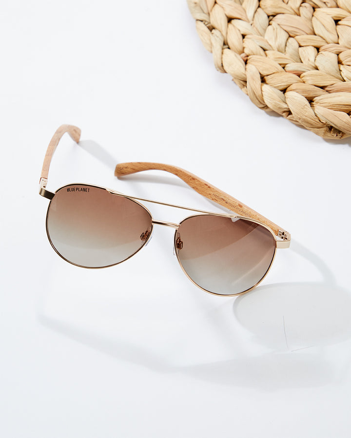 BP19332 - Amador - Matte Silver / Beechwood / Smoke Polarized Lens