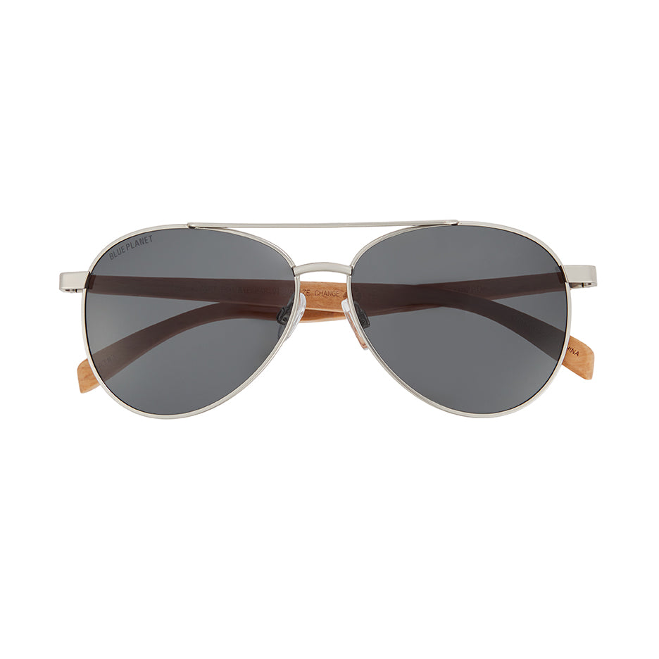 BP19332 - Amador - Matte Silver / Beechwood / Smoke Polarized Lens