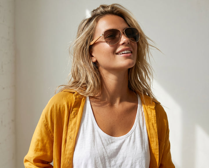 BP19338 - NEW Amador Matte Gold / Beechwood /Red Mirror Polarized Lens