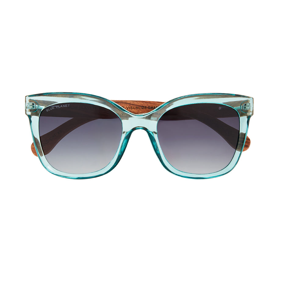 BP10152 NEW Amelia -Crystal Blue/Walnut Wood-Grad Smoke Polarized