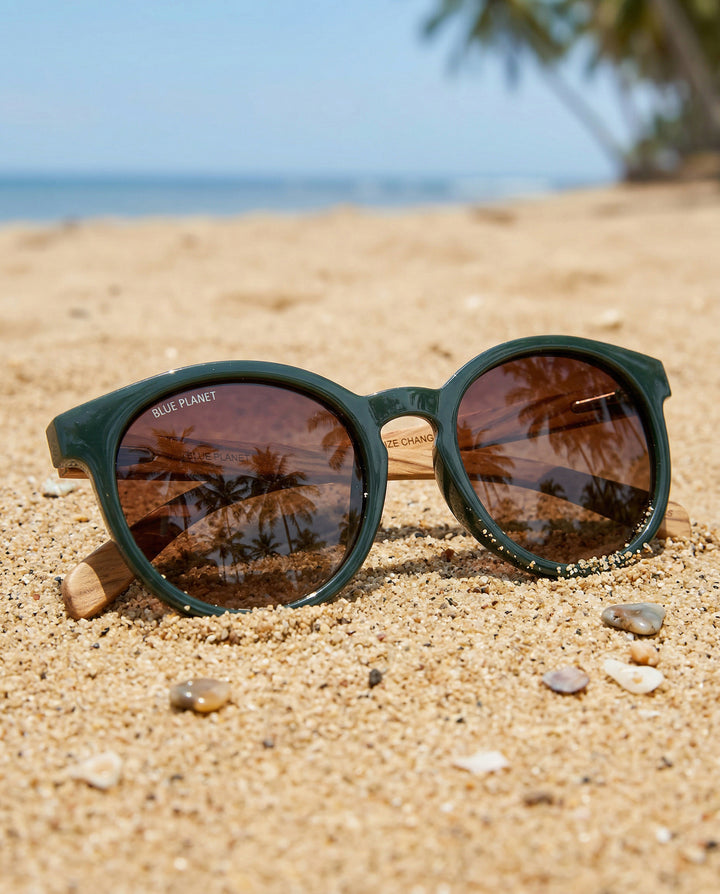 BP18186 - NEW Andiz Colbalt Blue / Zebra Wood / Brown Polarized Lens