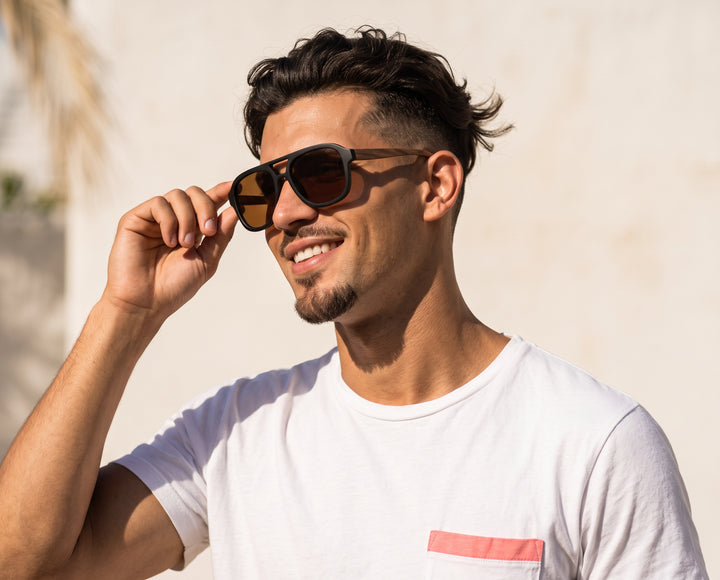 BP10141 - NEW Ari Aviator Onyx/Walnut Wood / Brown Polarized