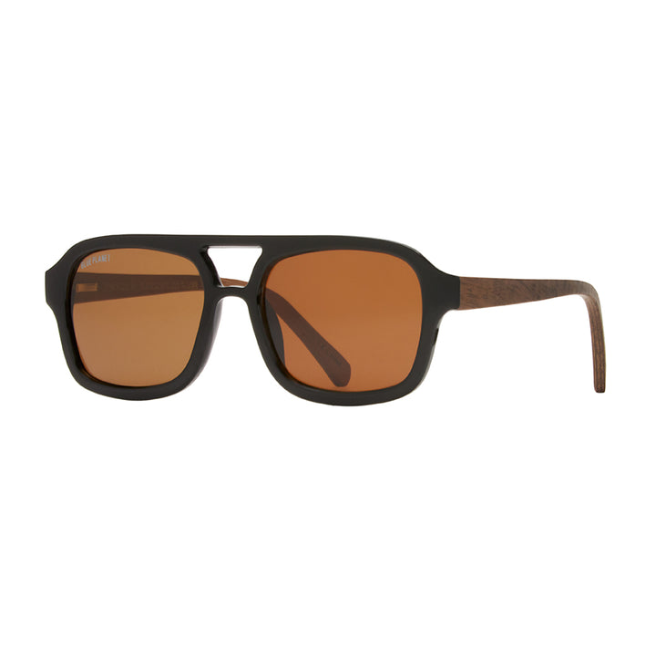 BP10141 - NEW Ari Aviator Onyx/Walnut Wood / Brown Polarized