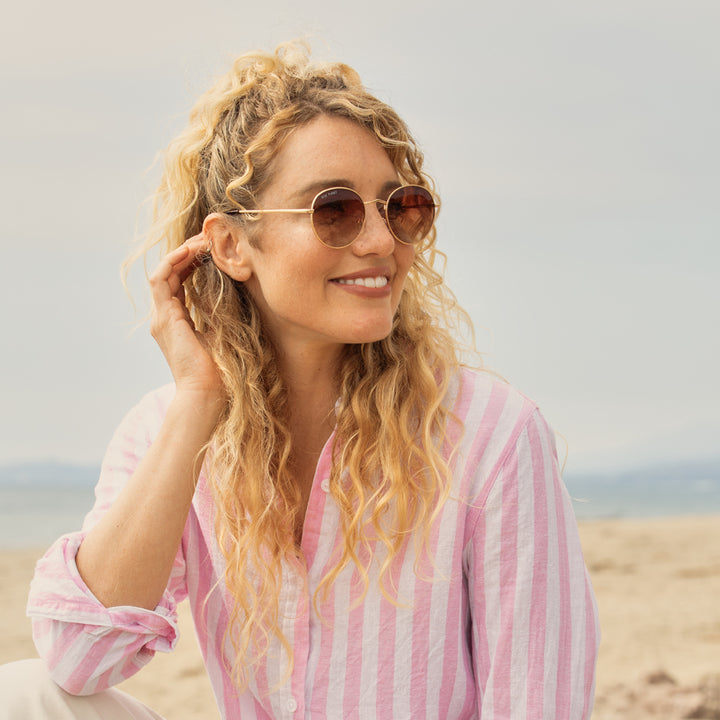 BP18252 - Ash - Matte Gold / Tortoise Tips / Gradient Brown Polarized Lens