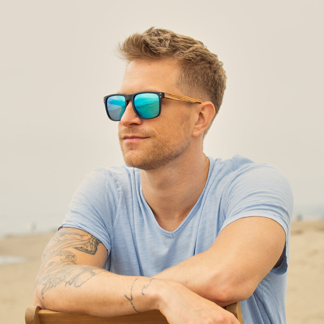 BP10304 - Axel - Matte Onyx / Zebra Wood / Blue Mirror Polarized