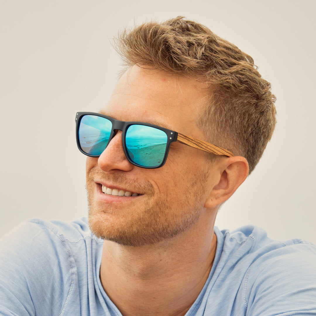 BP10304 - Axel - Matte Onyx / Zebra Wood / Blue Mirror Polarized