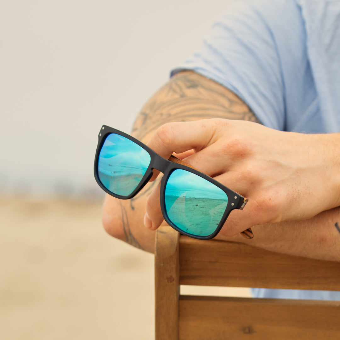 BP10304 - Axel - Matte Onyx / Zebra Wood / Blue Mirror Polarized