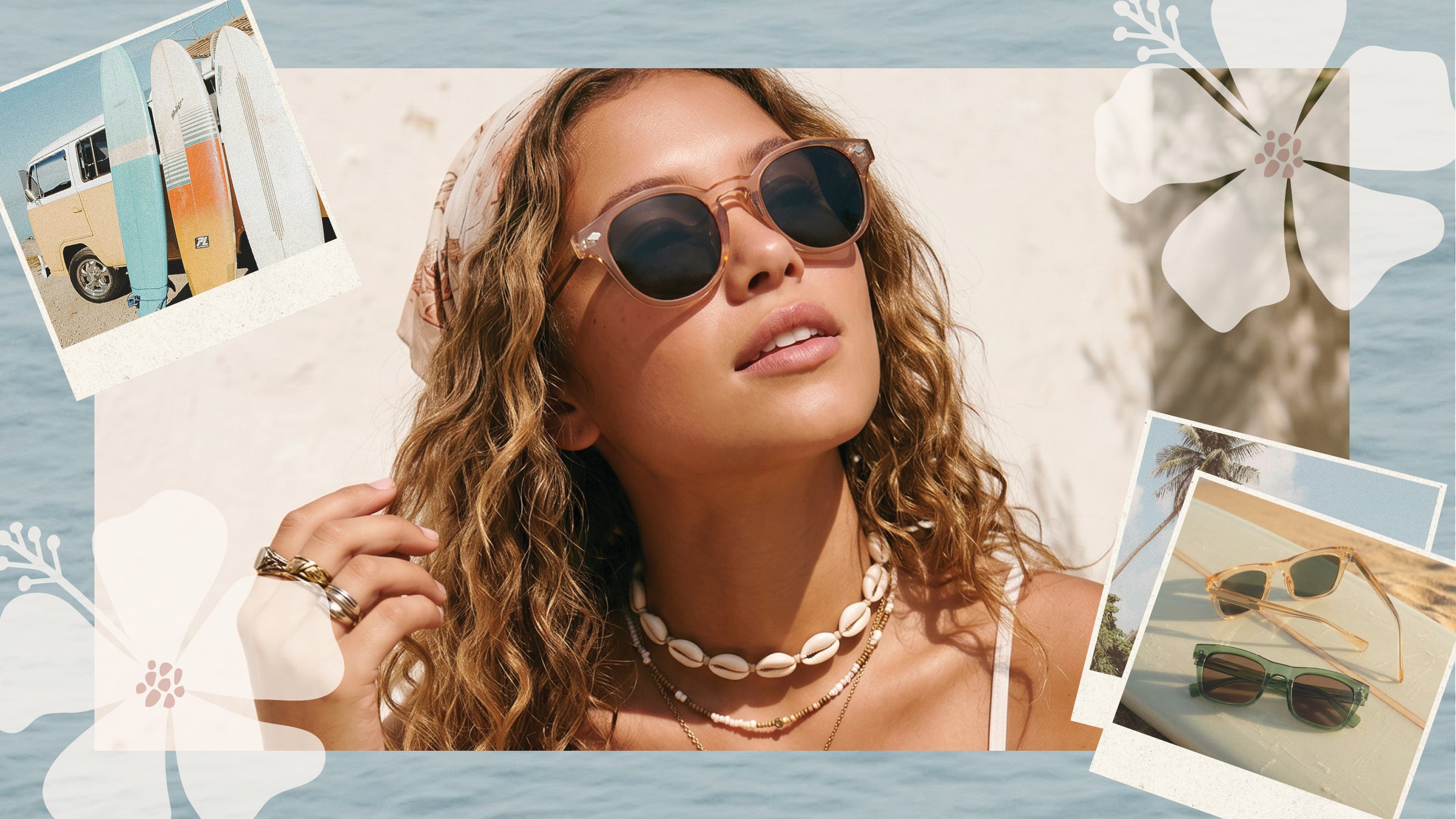 beach girl wearing polarized sunglasses