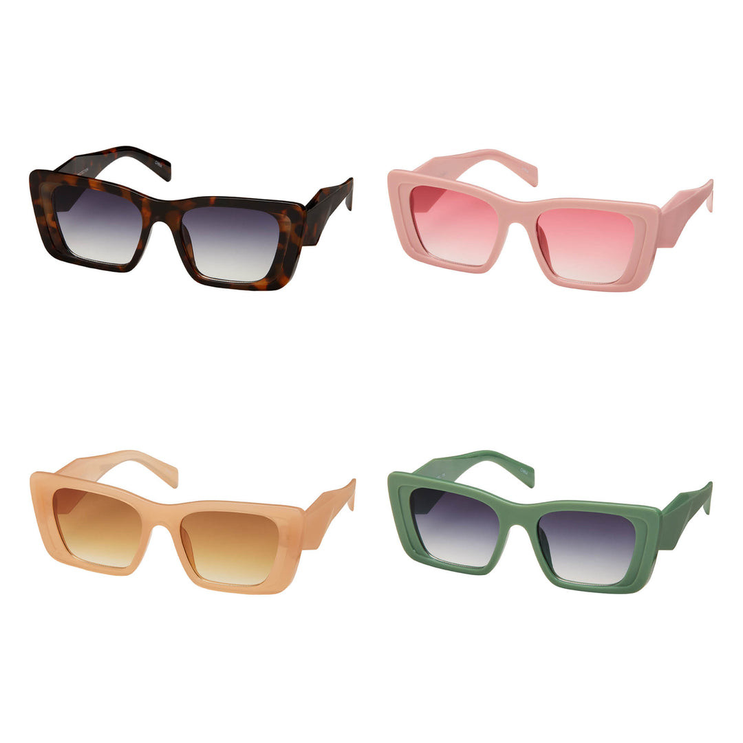 1291 Rose- Angled Pop Color Sunglasses
