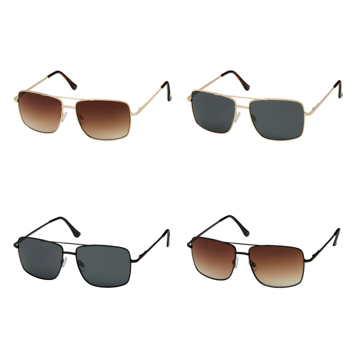 1238-NEW - Jade- Square Metal Aviator Sunglasses