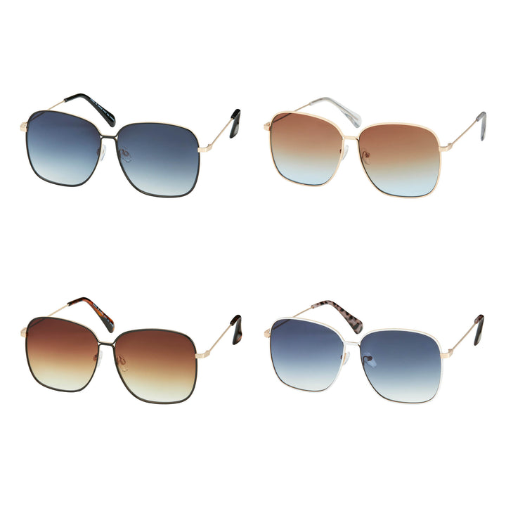 1305-NEW - Jade-Metal Square Enamel Sunglasses