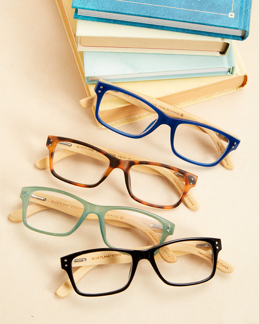 BP20174 - Fremont - Navy Blue / Bamboo / Blue Light Filtering Reader Lens