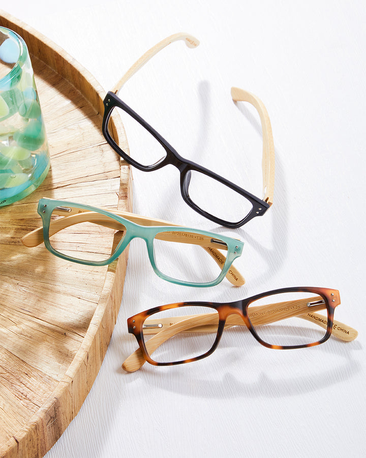 BP20174 - Fremont - Navy Blue / Bamboo / Blue Light Filtering Reader Lens
