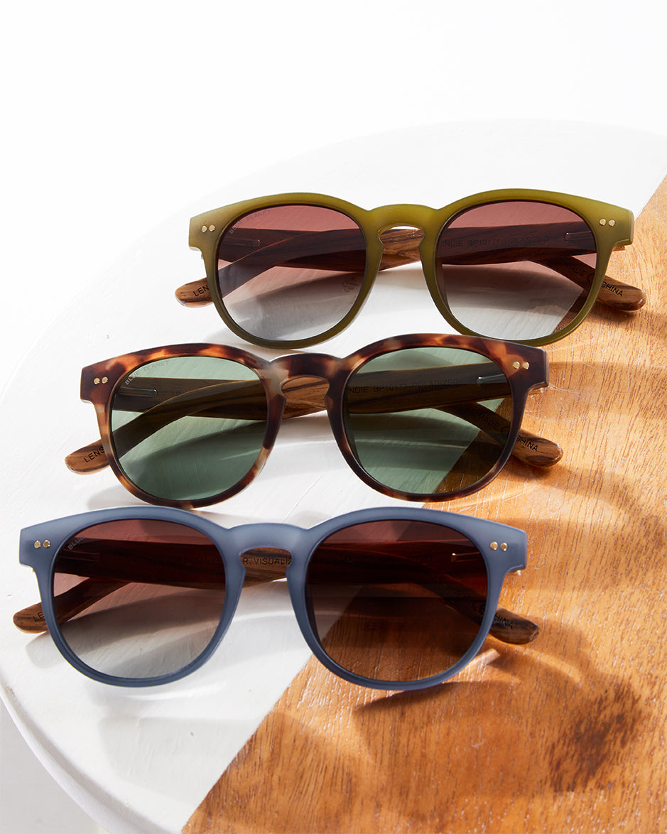 BP10172 NEW Indie - Matte Blue/Walnut Wood- Smoke Polarized