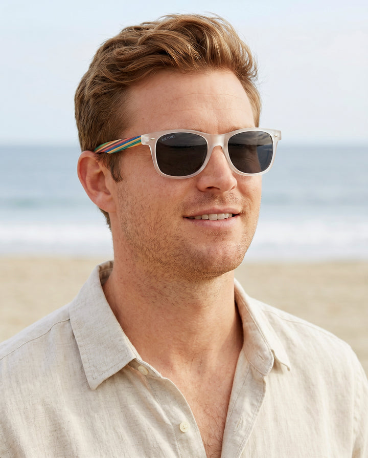 BP19027 - Indio - Matte Clear / Rainbow Wood/ Smoke Polarized Lens