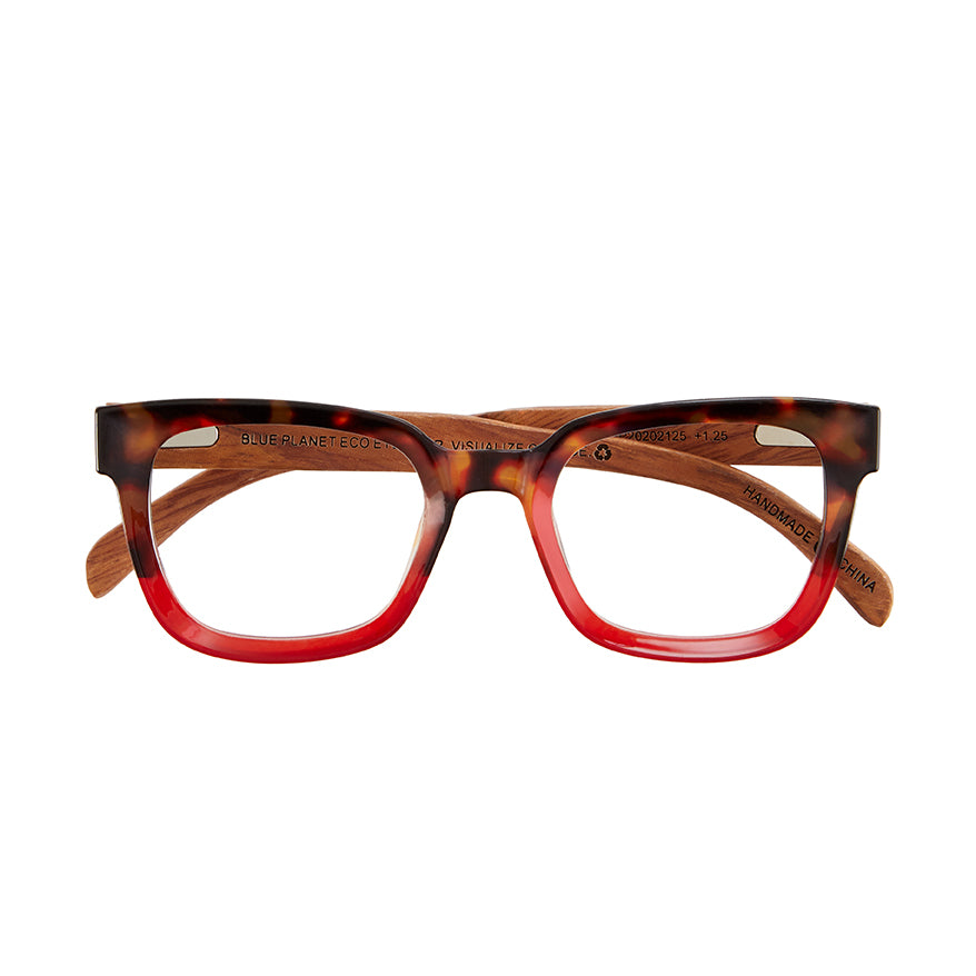 BP20202 - Iris - Honey Tortoise To Rose / Walnut Wood / Blue Light Filtering Reader Lens