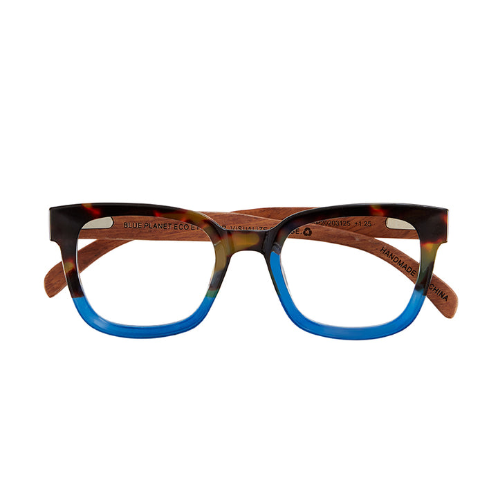 BP20203 - Iris - Honey Tortoise To Blue / Walnut Wood / Blue Light Filtering Reader Lens