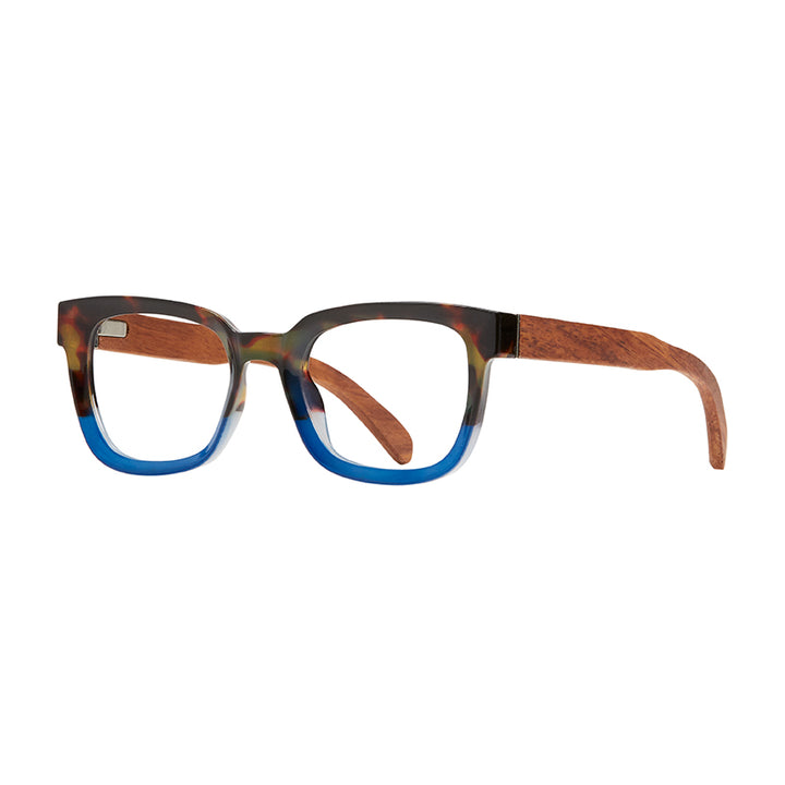 BP20203 - Iris - Honey Tortoise To Blue / Walnut Wood / Blue Light Filtering Reader Lens