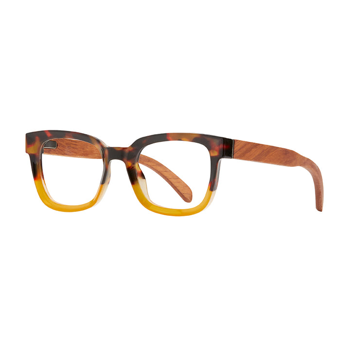 BP20204 - Iris - Honey Tortoise To Yellow / Walnut Wood / Blue Light Filtering Reader Lens
