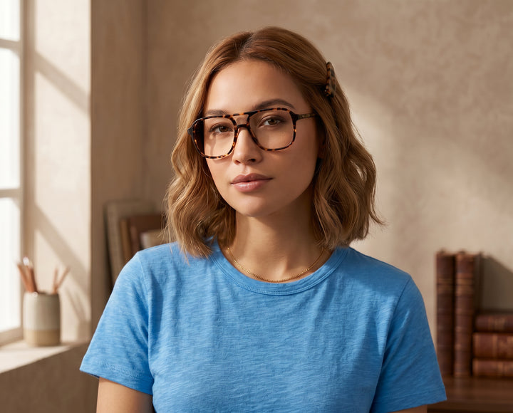BP20392 - NEW Jax Aviator Black Tortoise Blue Light Reader