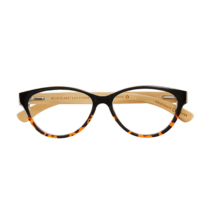 BP20142 - Lucia - Onyx To Amber Tortoise / Natural Bamboo / Premium Reader Lens