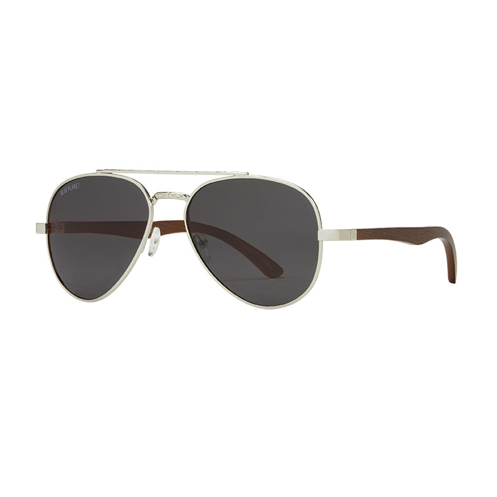 BP10365- NEW Mav Matt Silver / Walnut Wood / Smoke Polarized