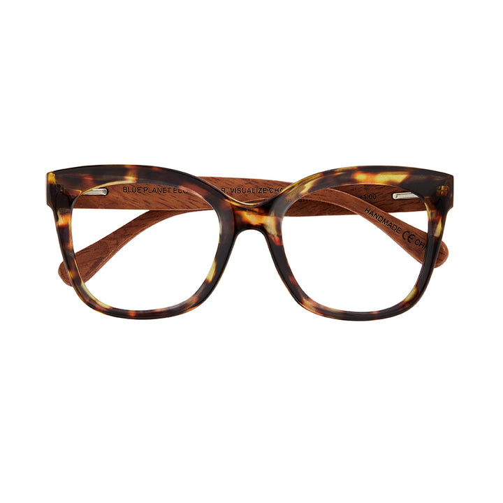 BP20781 - Nora - Walnut Tortoise / Walnut Wood / Blue Light Filtering Reader Lens