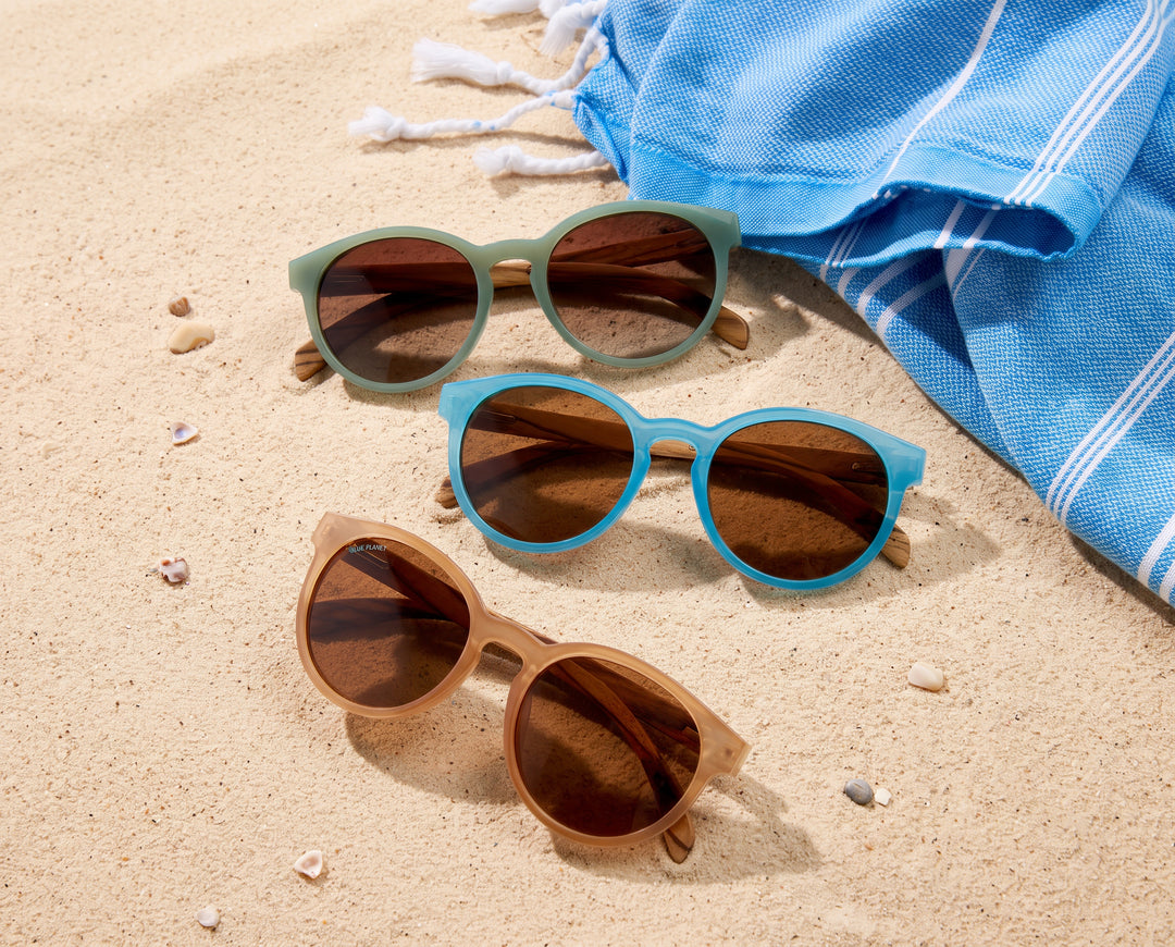 BP19597 - NEW Reagan Green / Zebra Wood/ Brown Polarized Lenses