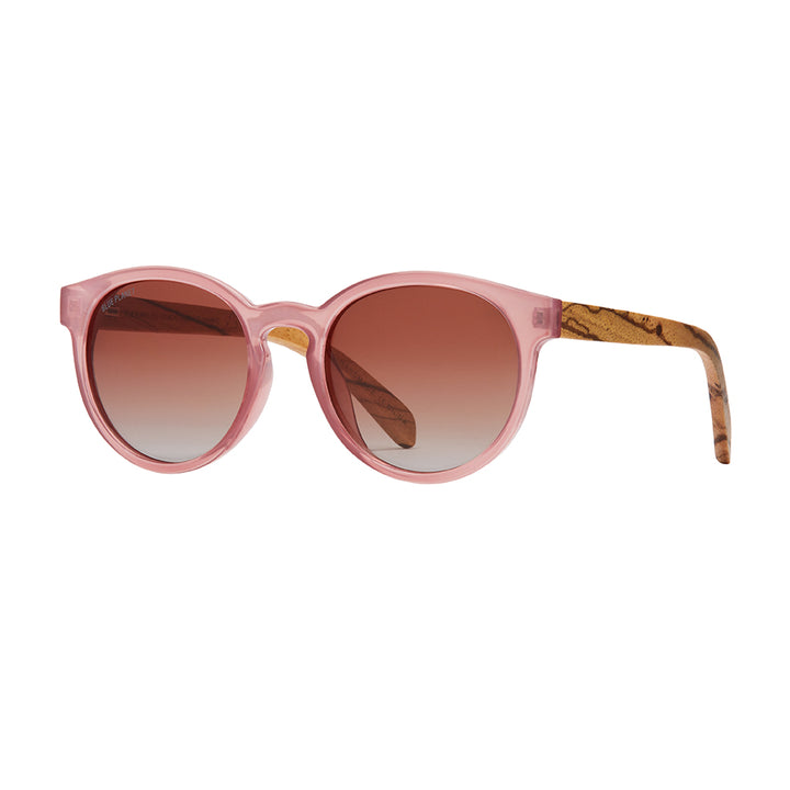 BP19595 - NEW Reagan Pink / Zebra Wood/ Brown Polarized Lenses