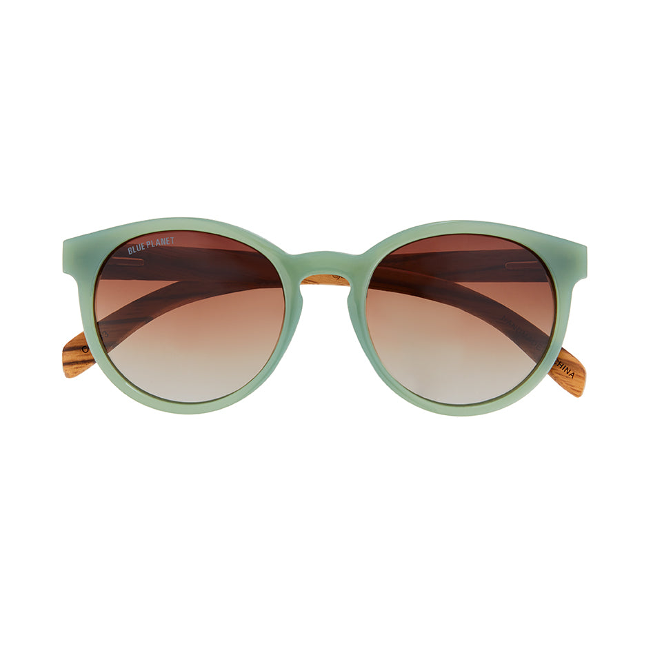BP19597 - NEW Reagan Green / Zebra Wood/ Brown Polarized Lenses