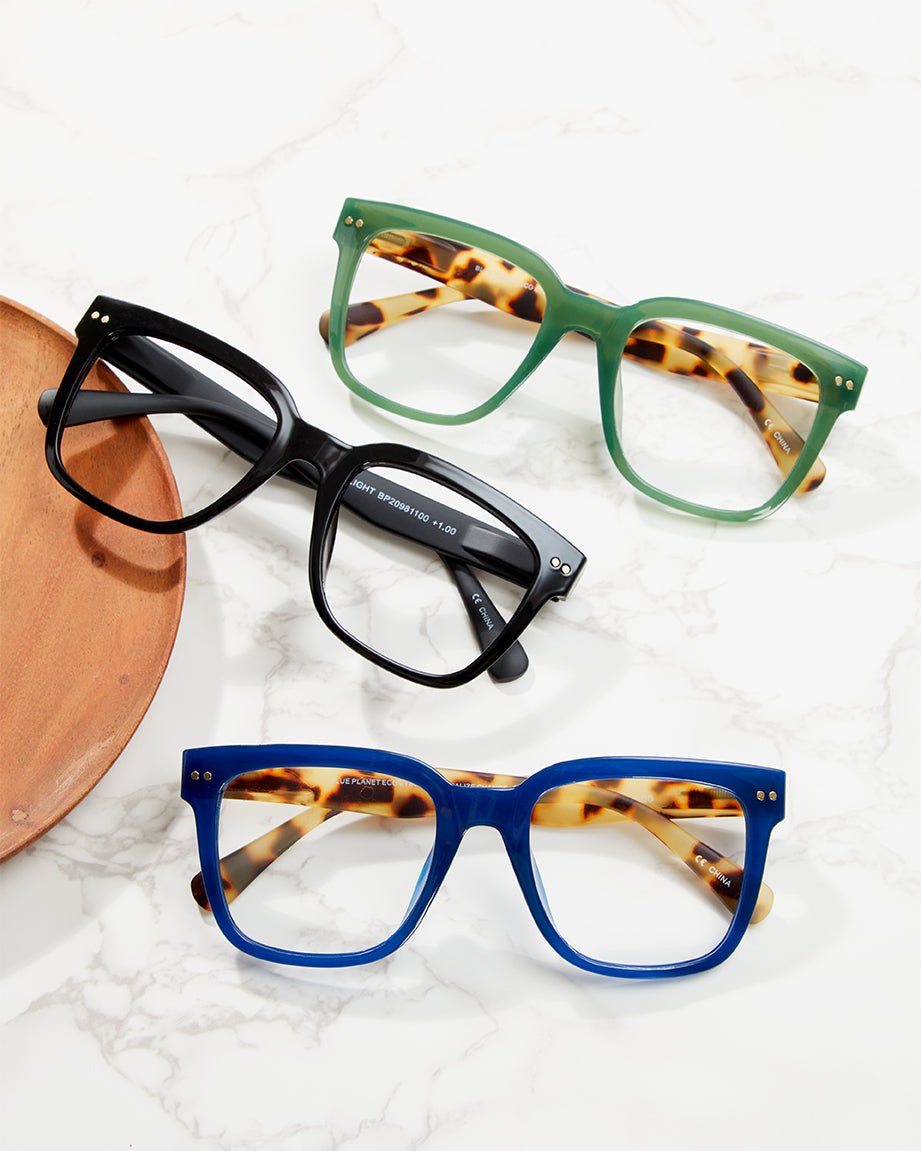 BP20983 NEW Reece -Green/Honey Tortoise - Blue Light Lens
