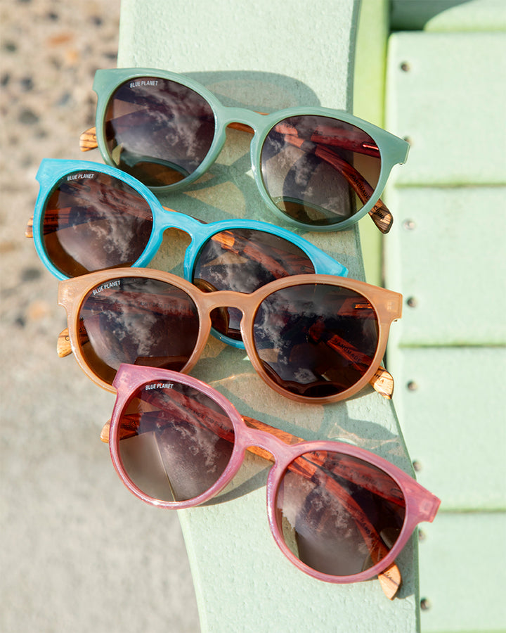 BP19597 - NEW Reagan Green / Zebra Wood/ Brown Polarized Lenses