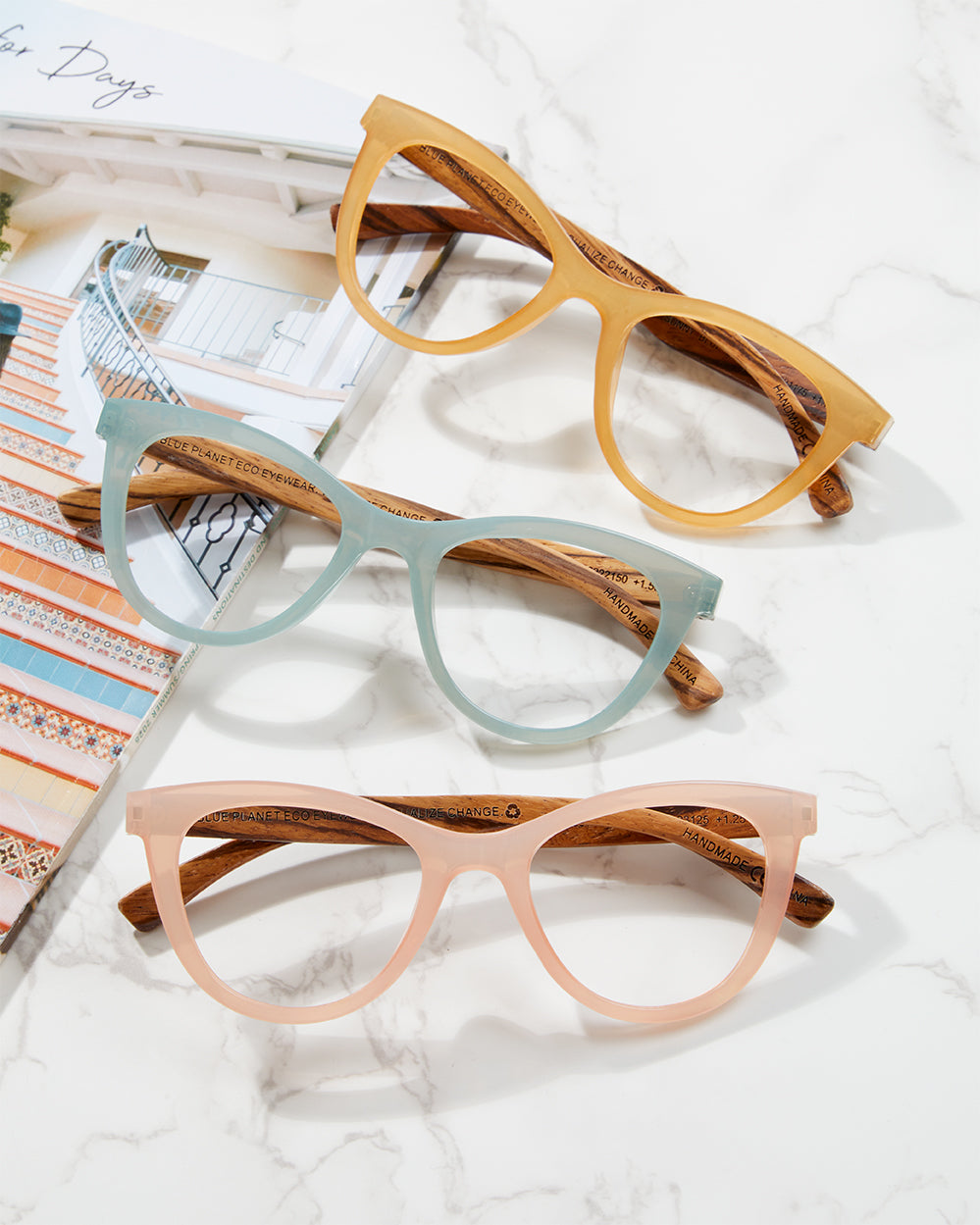 BP20221 - Sunny - Milky Gold / Zebra Wood / Blue Light Filtering Reader Lens