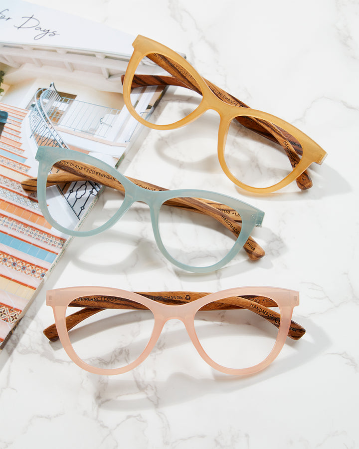 BP20221 - Sunny - Milky Gold / Zebra Wood / Blue Light Filtering Reader Lens