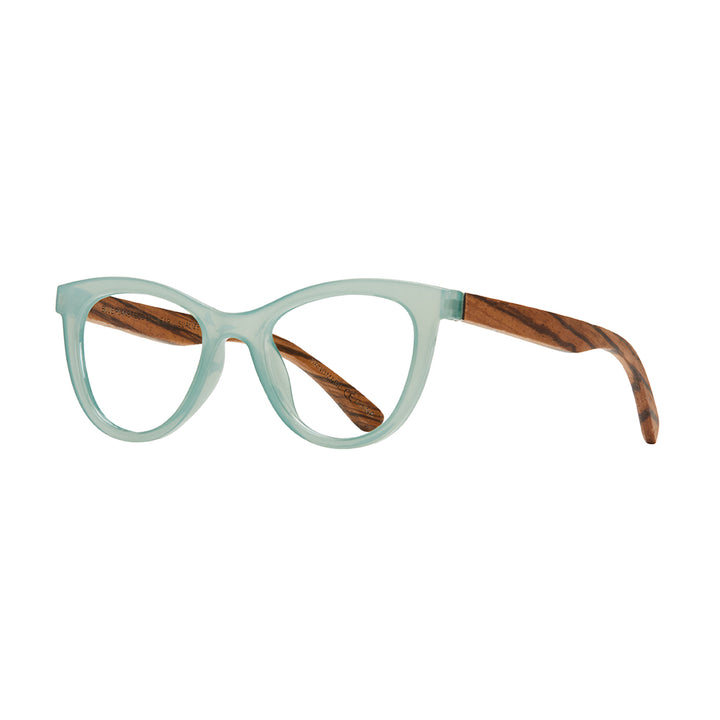 BP20222 - Sunny - Milky Aqua / Zebra Wood / Blue Light Filtering Reader Lens