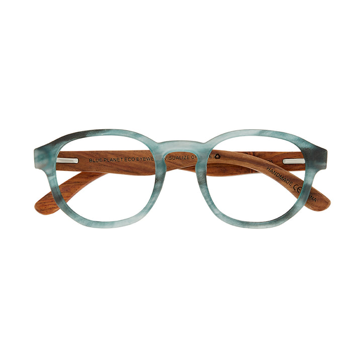 BP20821- Sunset - Matte Light Blue Marble / Walnut Wood