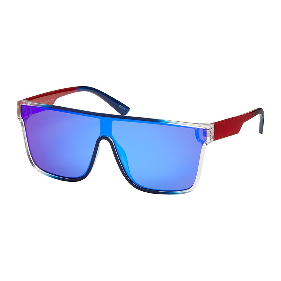 1271 Shields-Wrap Mirror Color Lens Sunglasses