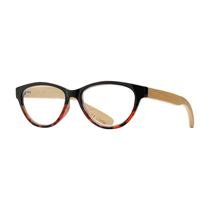 BP20142 - Lucia - Onyx To Amber Tortoise / Natural Bamboo / Premium Reader Lens